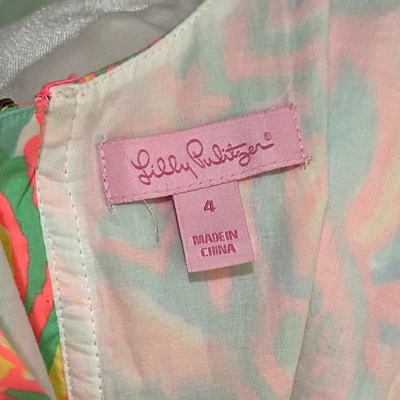 Lilly Pulitzer Delia Sand Bar Blue Make A Splash Print Shift Dress size 4 - Picture 6 of 9